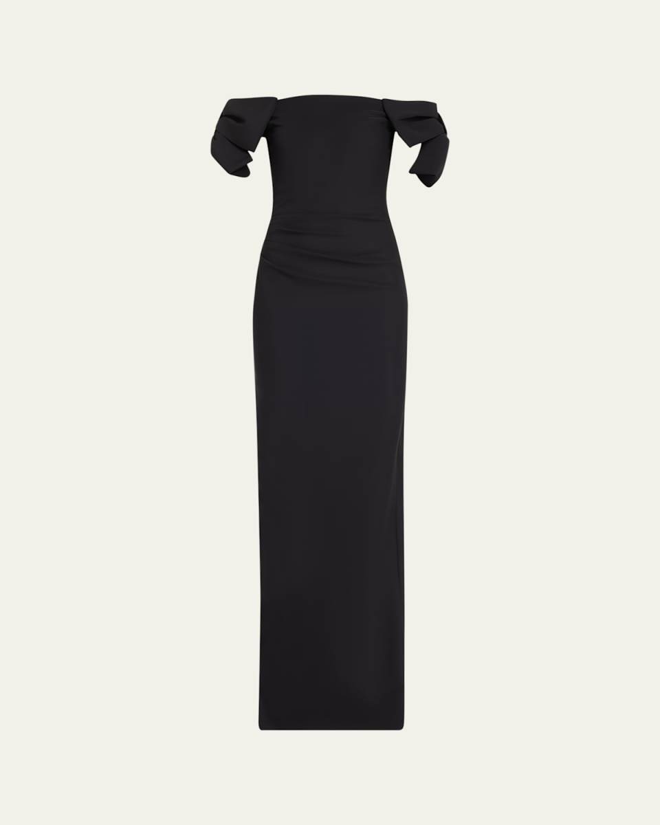 Bunjirai Off-Shoulder Bow Column Gown